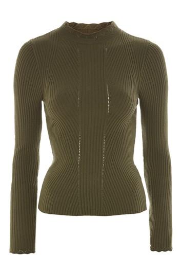 Topshop Khaki Frill Neck Jumper