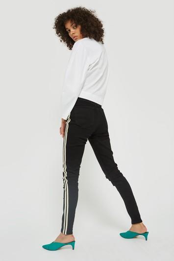 Topshop Tall Side Stripe Black Jamie Jeans
