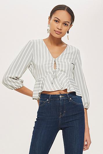 Topshop Petite Striped Print Betty Blouse