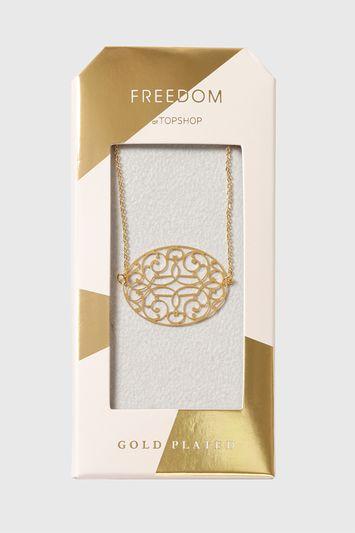 Topshop Gold Plated Cut Out Oval Ditsy Necklace