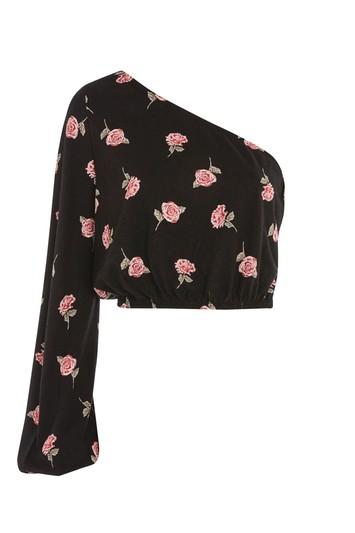 Topshop One Shoulder Floral Top