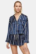 Topshop Navy Stripe Jacquard Pyjama Shirt