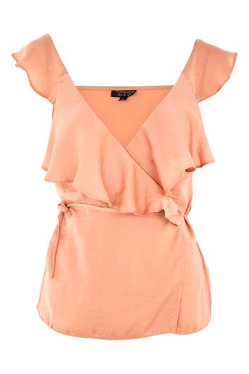 Topshop Washed Satin Ruffle Camisole