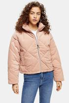 Topshop Petite Pink Corduroy Puffer Jacket