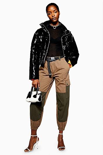 Topshop Khaki Belted Combat Trousers