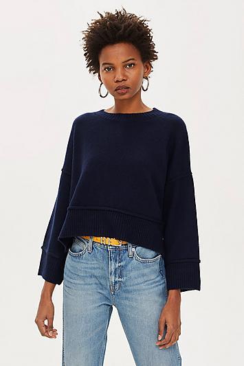Topshop Tall Super Soft Jumper With Popper Side