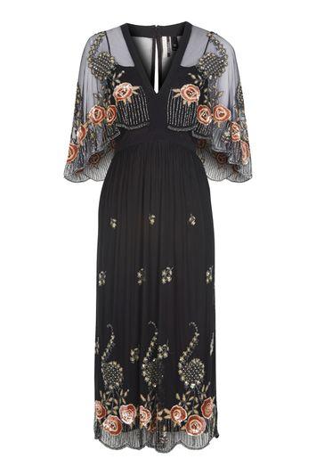 Topshop All Over Embellished Midi Dress
