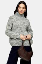 Topshop Mint Knitted Chunky Funnel Neck Jumper