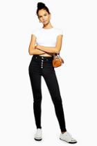 Topshop Tall Black Button Fly Jamie Jeans