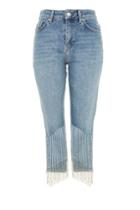Topshop Limited Edition Straight Leg Dazzle Hem Jeans