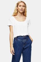 Topshop White Scoop Neck Viscose T-shirt