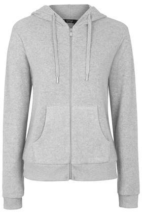 Topshop Brushed Zip Up Hoodie