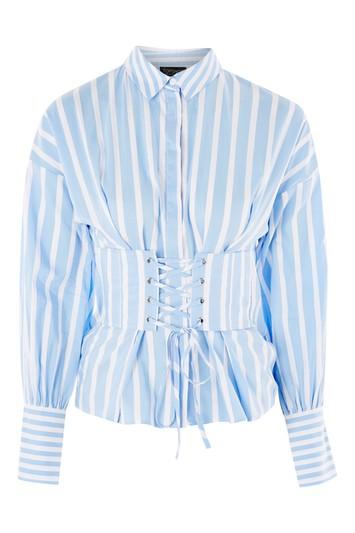 Topshop Wide Stripe Corset Shirt