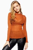 Topshop Sheer Lettuce Edge Knitted Top
