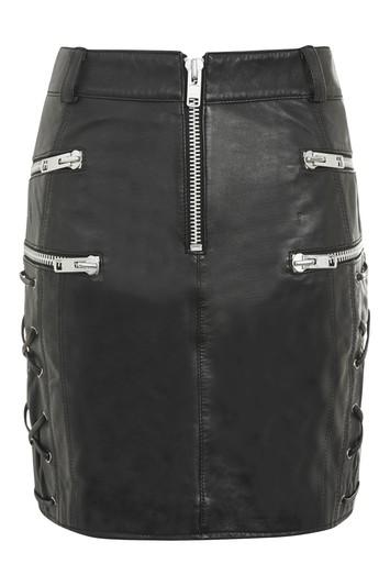 Topshop Lace Side Zip Leather Skirt