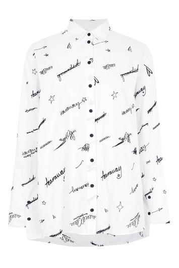 Topshop Tearaway Embroidered Shirt
