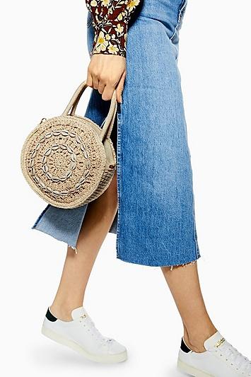 Topshop Shell Straw Round Grab Bag