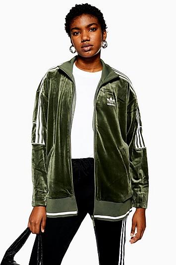 Topshop Velour Track Top By Adidas