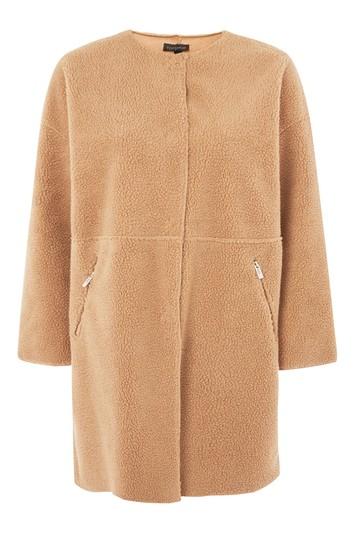 Topshop Bonded Borg Chuck On Coat