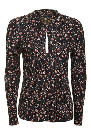 Topshop Star Print Plisse Twist Neck Top