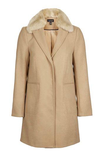 Topshop Fur Collar Boyfriend Coat