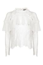 Topshop Lace Frill Long Sleeve Blouse