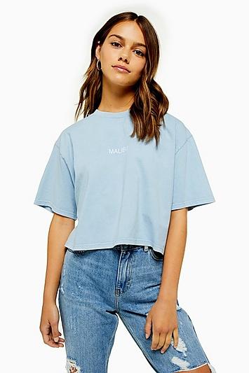 Topshop Petite Malibu Washed Crop T-shirt
