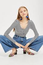 Topshop Tall Striped Long Sleeve Top