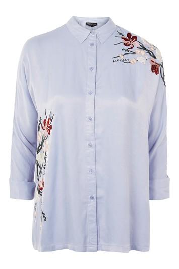 Topshop Tall Tokyo Embroidered Shirt