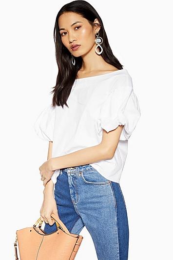 Topshop Poplin Off Shoulder Top