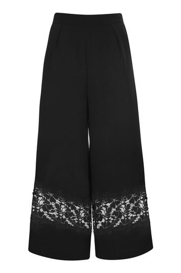 Topshop Lace Insert Crop Wide Leg Trousers