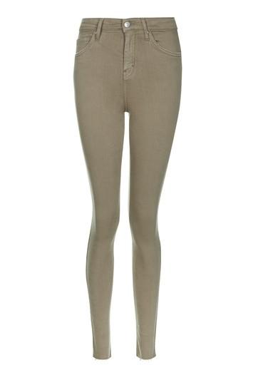 Topshop Moto Raw Hem Khaki Jamie Jeans
