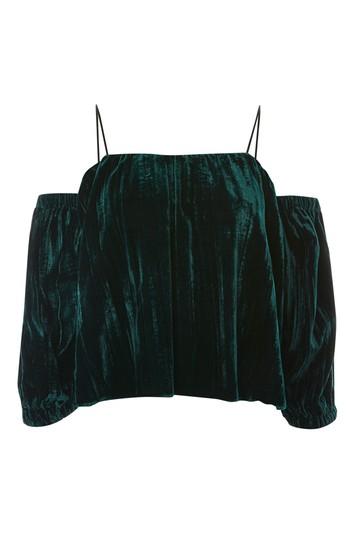Topshop Velvet Strappy Bardot Top