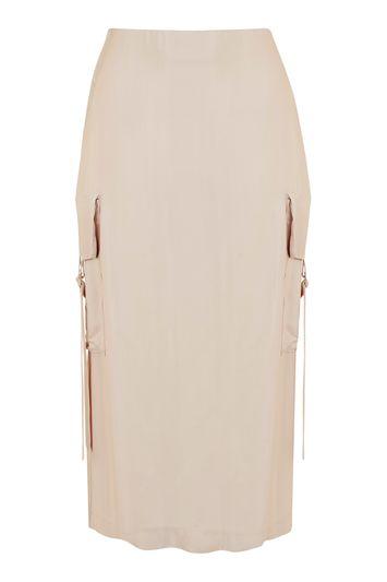 Topshop Self Stripe Midi Skirt