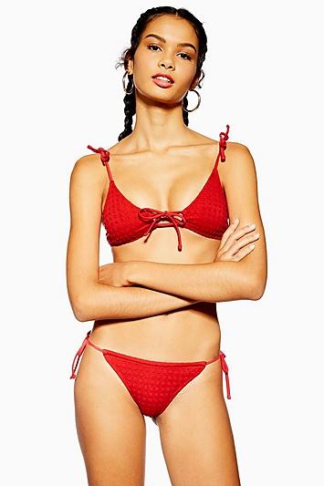Topshop Seersucker Tie Bikini Bottoms