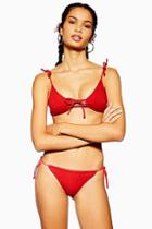 Topshop Seersucker Tie Bikini Bottoms