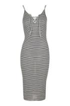 Topshop Tall Stripe Lace Up Midi Dress