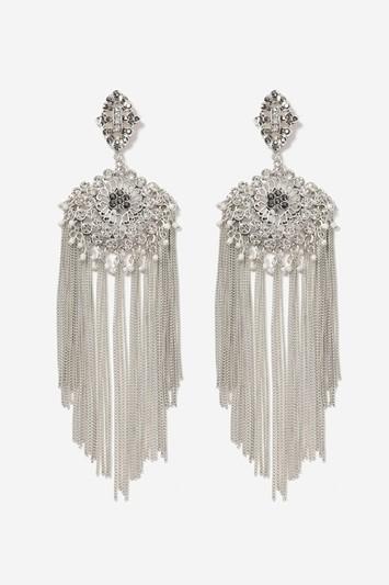Topshop Rhinestones & Tassel Chandelier Earrings