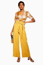 Topshop Mustard Stitch Belt Wide Trousers