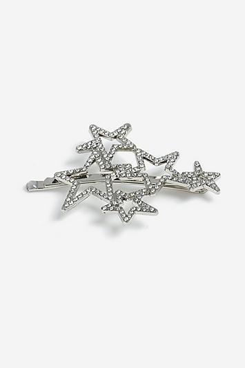 Topshop *silver Crystal Star Cluster Hair Slide Clip