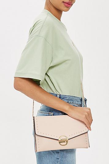 Topshop Nude Candice Stud Clutch Bag