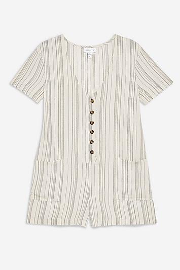 Topshop Striped Button Front Romper