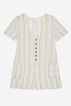 Topshop Striped Button Front Romper