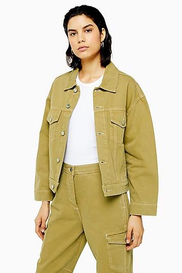 *khaki Denim Utility Jacket By Topshop Boutique
