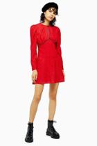 Topshop Tall Red Piped Keyhole Mini Dress