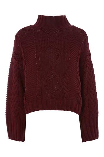 Topshop Cable Roll Neck Jumper