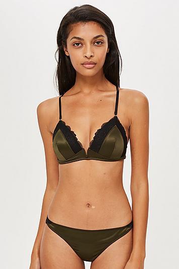 Topshop Khaki Satin Mini Knickers