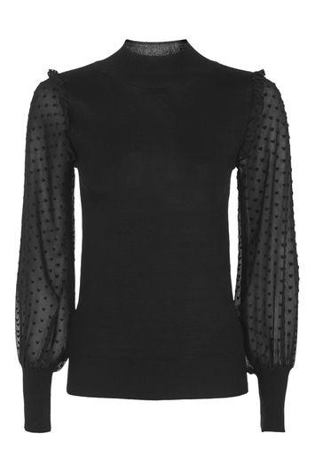 Topshop Tall Heart Chiffon Hybrid Knitted Jumper