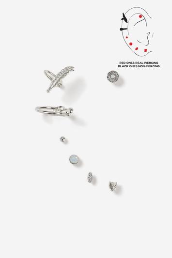 Topshop Feather Cuff Asymmetric Earrings Pack