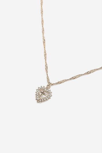 Topshop *heart And Cross Ditsy Necklace